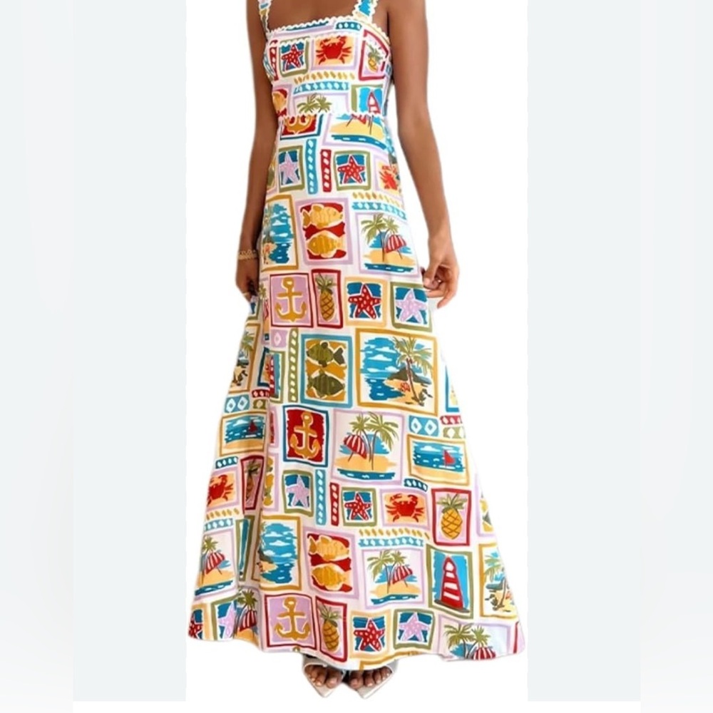 Colorful Nautical Print Dress
